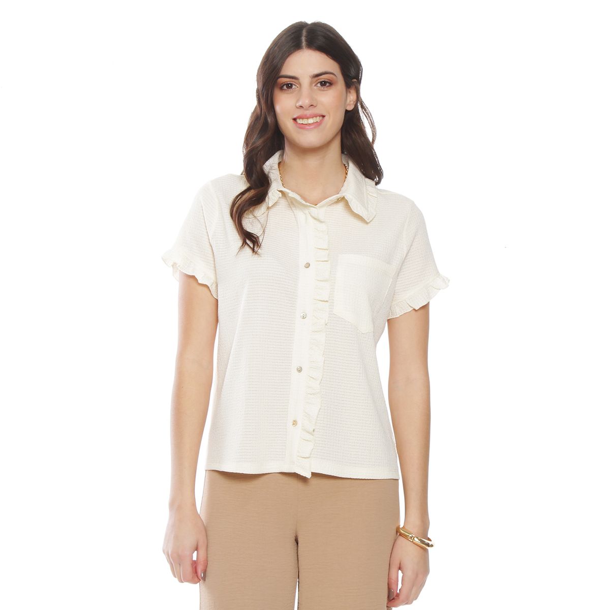 WADOS - BLUSA MANGA CORTA ABOTONADA EN DELANTERO CON BOLSILLO