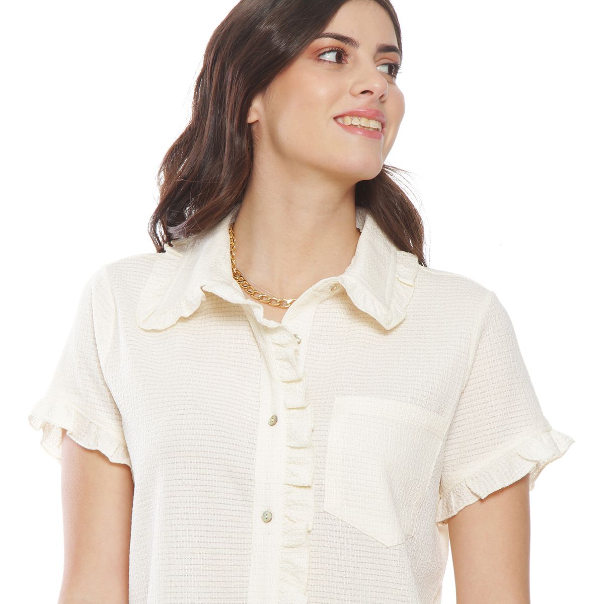 WADOS - BLUSA MANGA CORTA ABOTONADA EN DELANTERO CON BOLSILLO