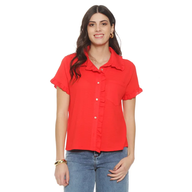 WADOS - BLUSA MANGA CORTA ABOTONADA EN DELANTERO CON BOLSILLO