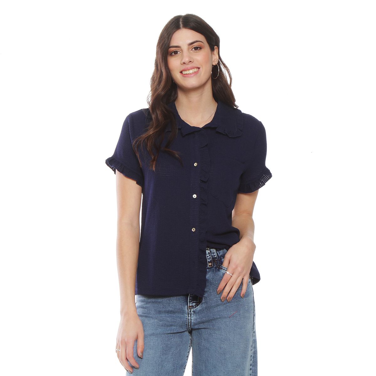 WADOS - BLUSA MANGA CORTA ABOTONADA EN DELANTERO CON BOLSILLO