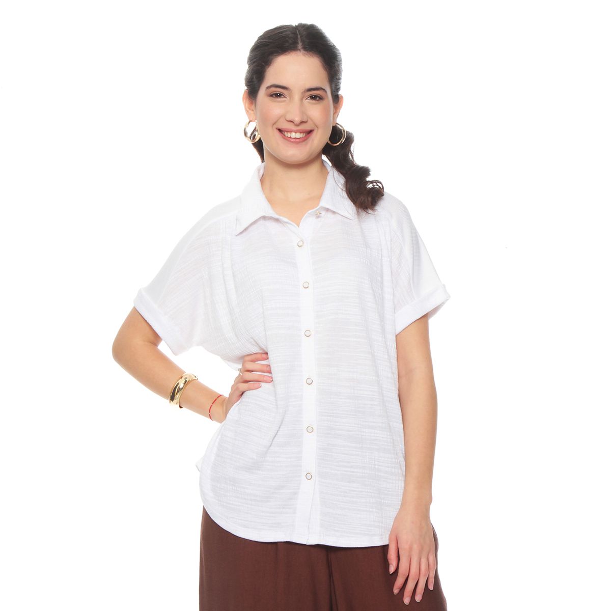 WADOS - BLUSA MANGA CORTA SOLIDO ABOTONADA EN DELANTERO