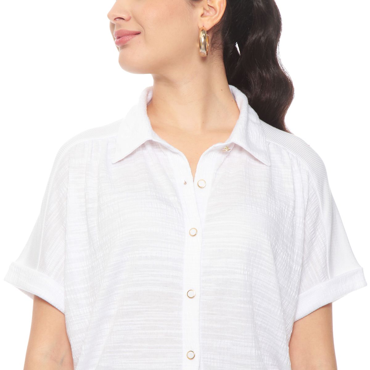 WADOS - BLUSA MANGA CORTA SOLIDO ABOTONADA EN DELANTERO