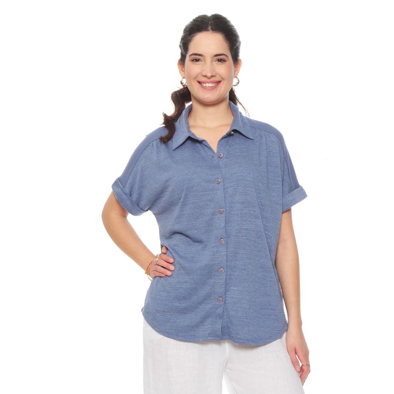 WADOS - BLUSA MANGA CORTA SOLIDO ABOTONADA EN DELANTERO