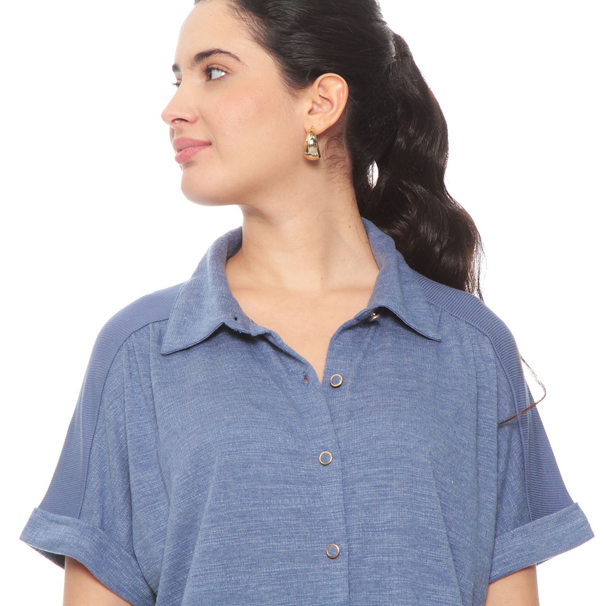 WADOS - BLUSA MANGA CORTA SOLIDO ABOTONADA EN DELANTERO