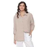 BLUSA MANGA LARGA LINO ABOTONADA EN DELANTERO