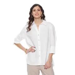 WADOS - BLUSA MANGA LARGA LINO ABOTONADA EN DELANTERO