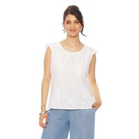 BLUSA MANGA CORTA LINO BORDADO ESCOTE REDONDO