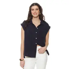 WADOS - BLUSA MANGA CORTA SOLIDO ABOTONADA EN EL DELNATERO