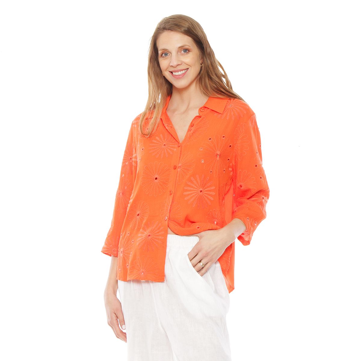 WADOS - BLUSA MANGA 34 BRODERY ABOTONADA EN DELANTERO