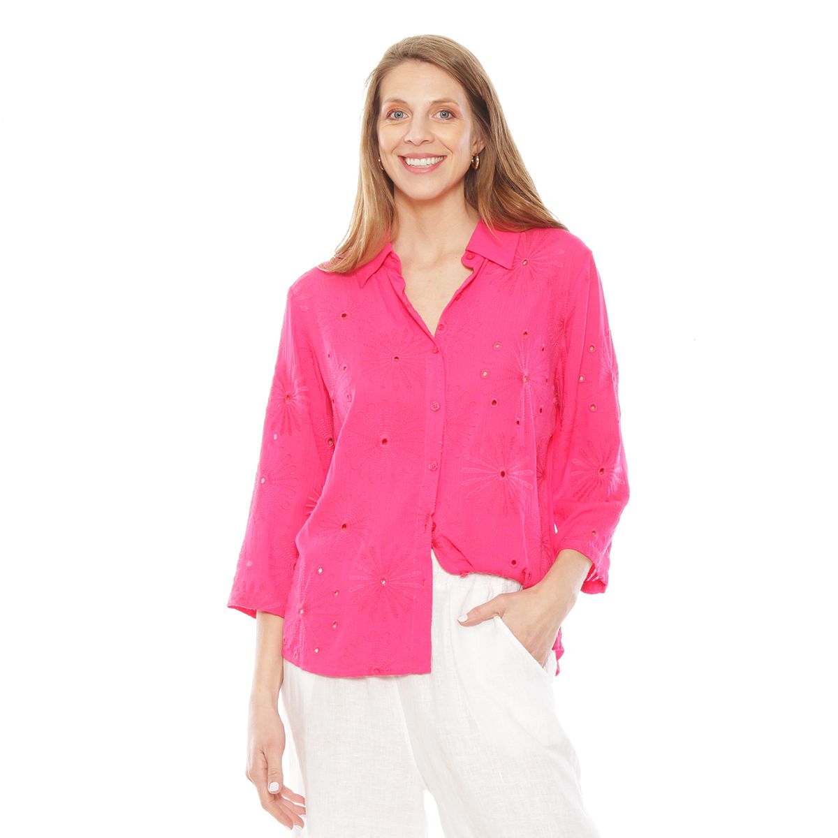 WADOS - BLUSA MANGA 34 BRODERY ABOTONADA EN DELANTERO