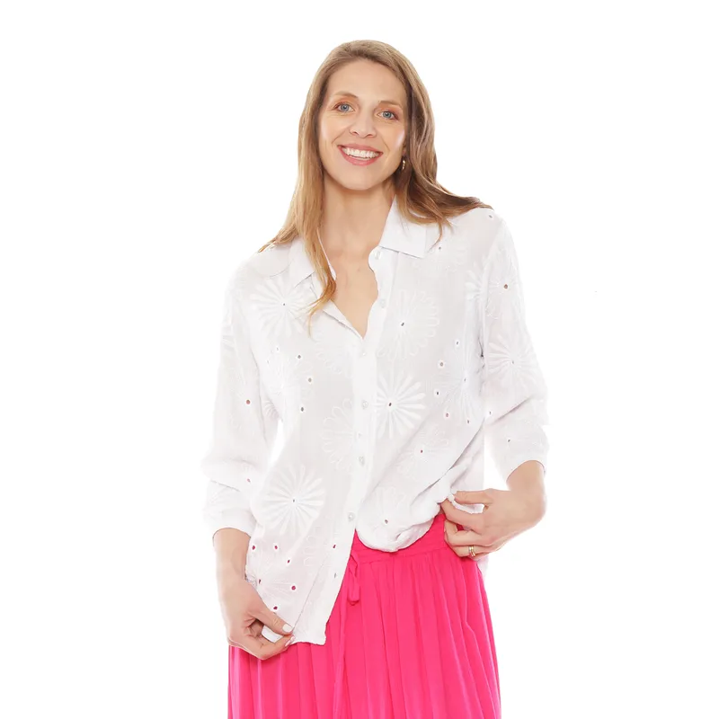 WADOS - BLUSA MANGA 3/4 BRODERY ABOTONADA EN DELANTERO