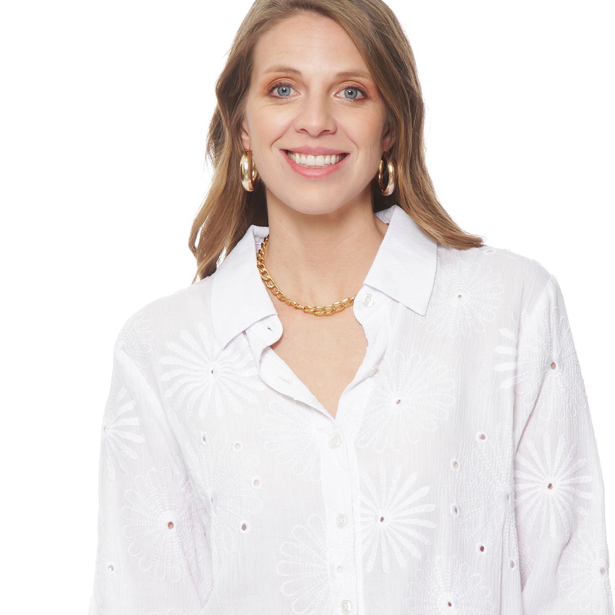 WADOS - BLUSA MANGA 34 BRODERY ABOTONADA EN DELANTERO