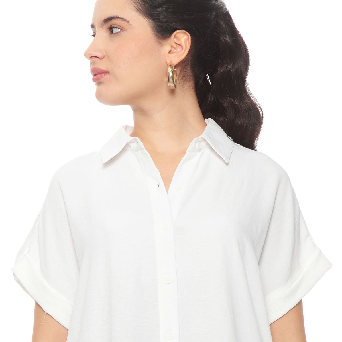 WADOS - BLUSA MANGA CORTA SOLIDA ABOTONADA EN DELANTERO