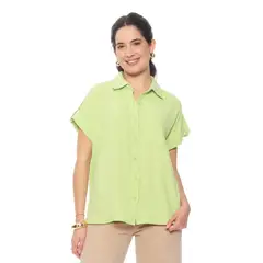 WADOS - BLUSA MANGA CORTA SOLIDA ABOTONADA EN DELANTERO