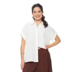 WADOS - BLUSA MANGA CORTA SOLIDA ABOTONADA EN DELANTERO