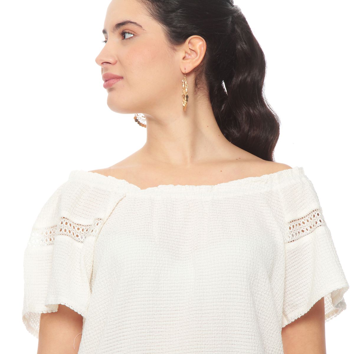 WADOS - BLUSA MANGA CORTA SOLIDA ESCOTE REDONDO ELASTICADO