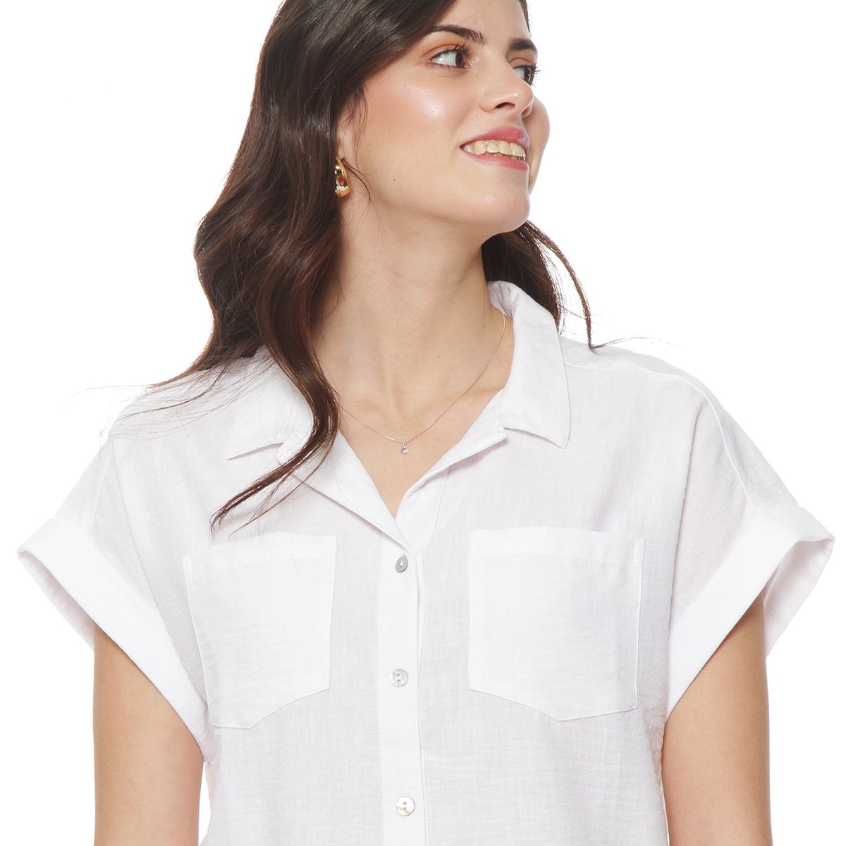 WADOS - BLUSA MANGA CORTA ABOTONADA EN DELANTERO Y BOLSILLOS