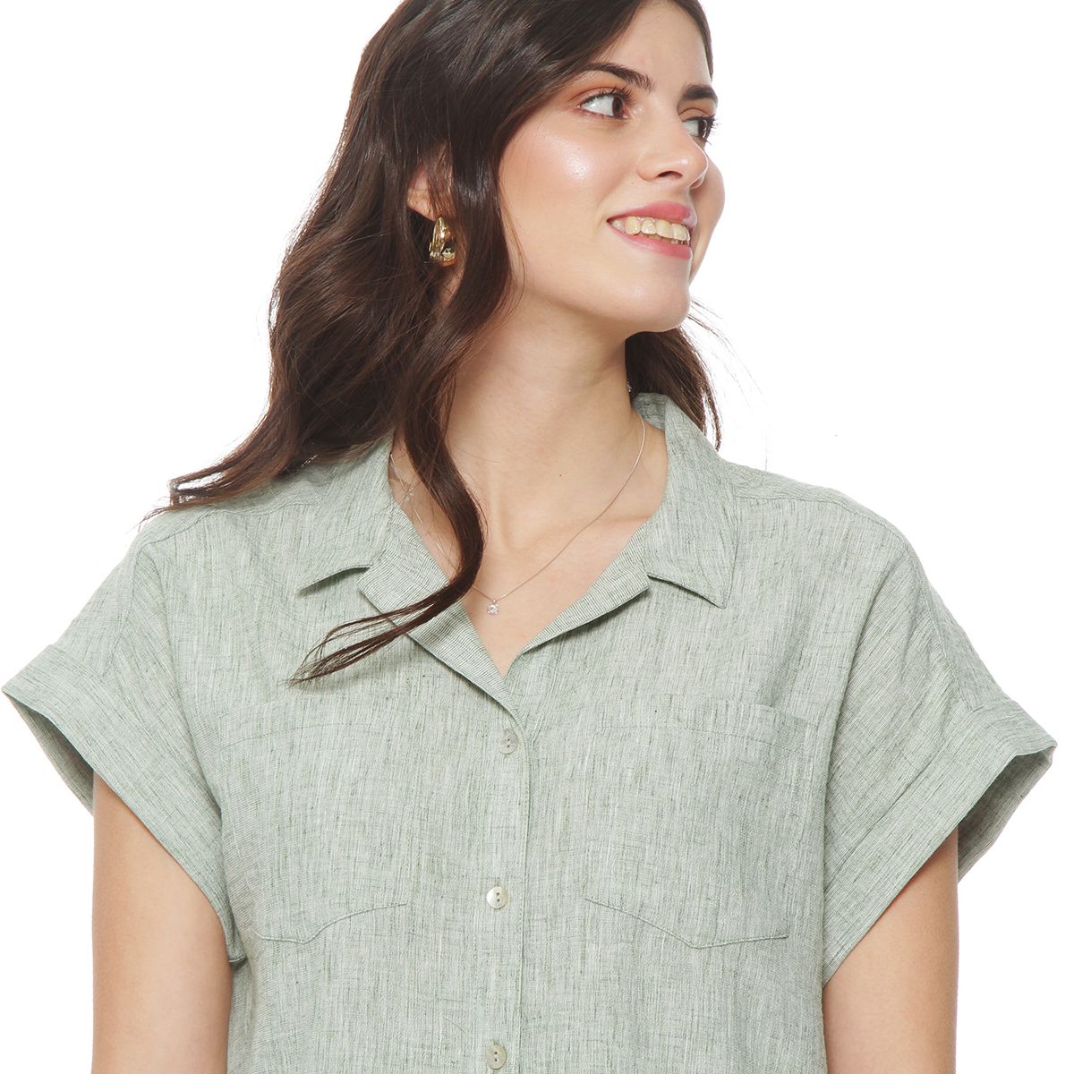 WADOS - BLUSA MANGA CORTA ABOTONADA EN DELANTERO Y BOLSILLOS