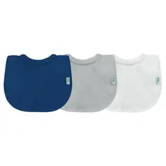 GREEN SPROUTS - Pack 3 Baberos Impermeable Con Cuello Azul