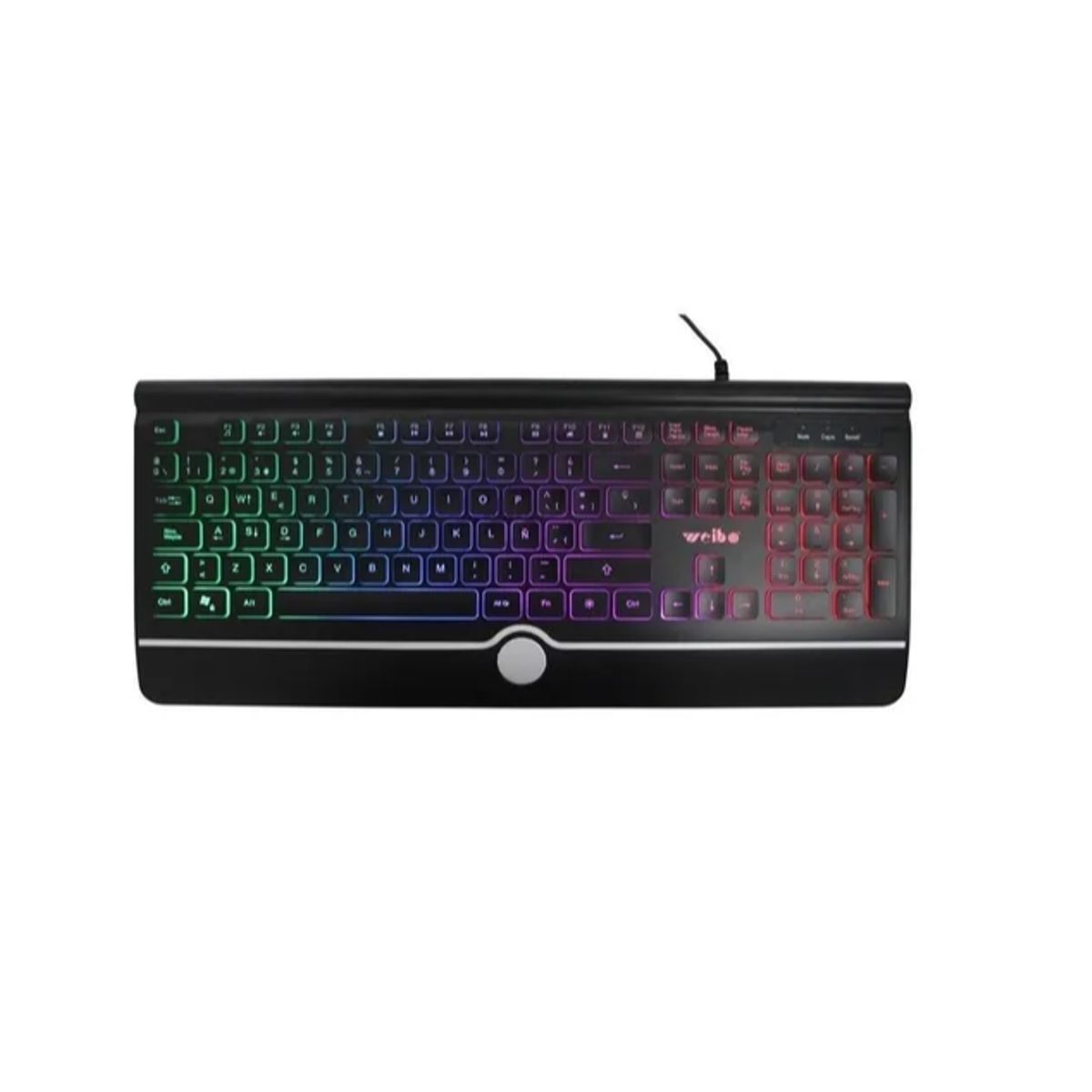 GENERICO - Teclado gamer Weibo QWERTY color negro con luz RGB