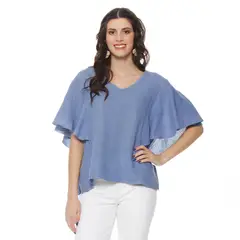 WADOS - BLUSA LINO MANGA CORTA ESCOTE REDONDO