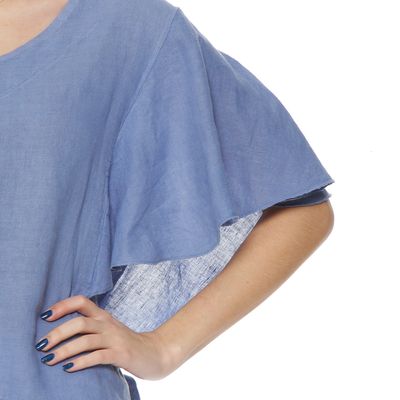 Imagen 2 del producto BLUSA LINO MANGA CORTA ESCOTE REDONDO