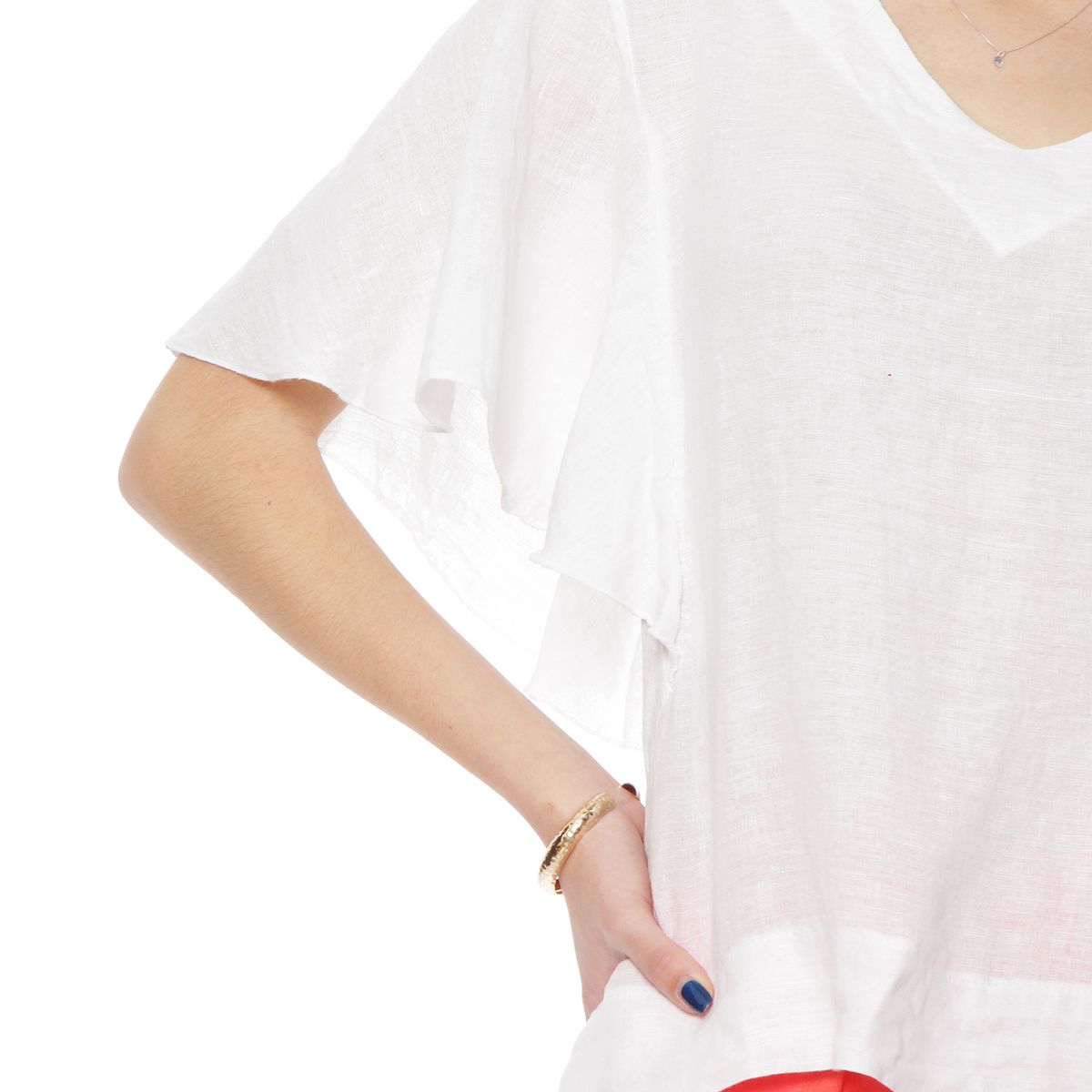 WADOS - BLUSA LINO MANGA CORTA  ESCOTE REDONDO