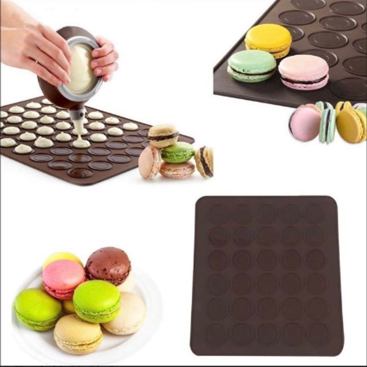 GENERICO - Tapete Molde Silicon Para Macarrones Y Alfajores 30 Circulos
