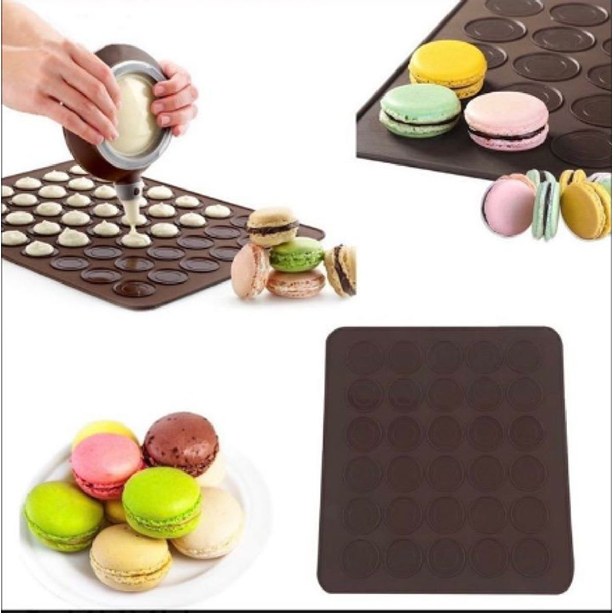 GENERICO - Tapete Molde Silicon Para Macarrones Y Alfajores 30 Circulos