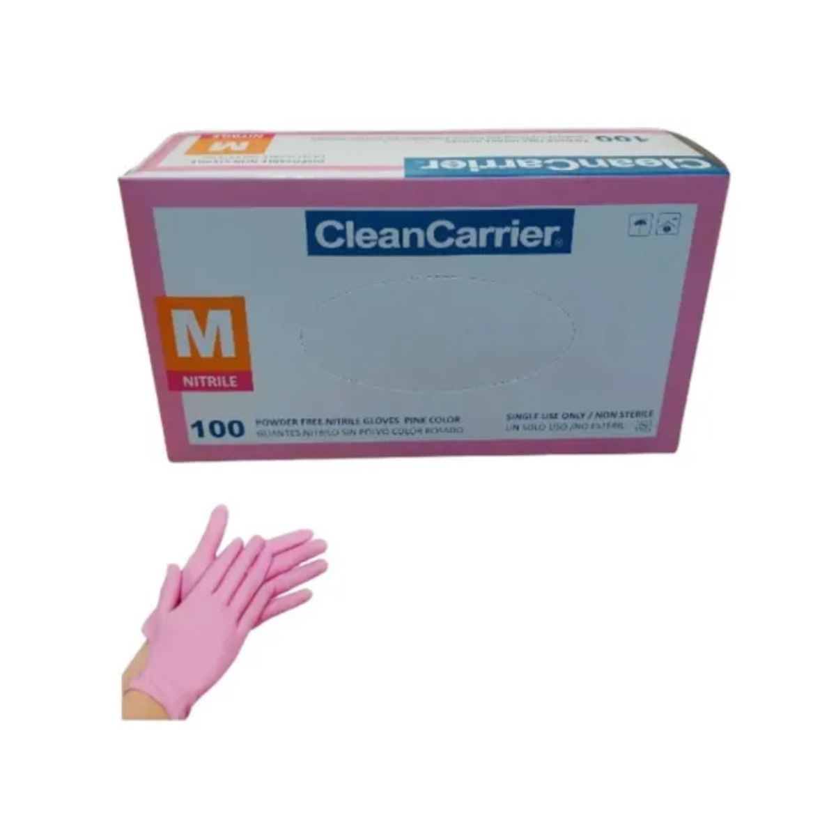 CLEANCARRIER - Guante Nitrilo CLEANCARRIER Rosado Talla M Pack X 500 Unidades