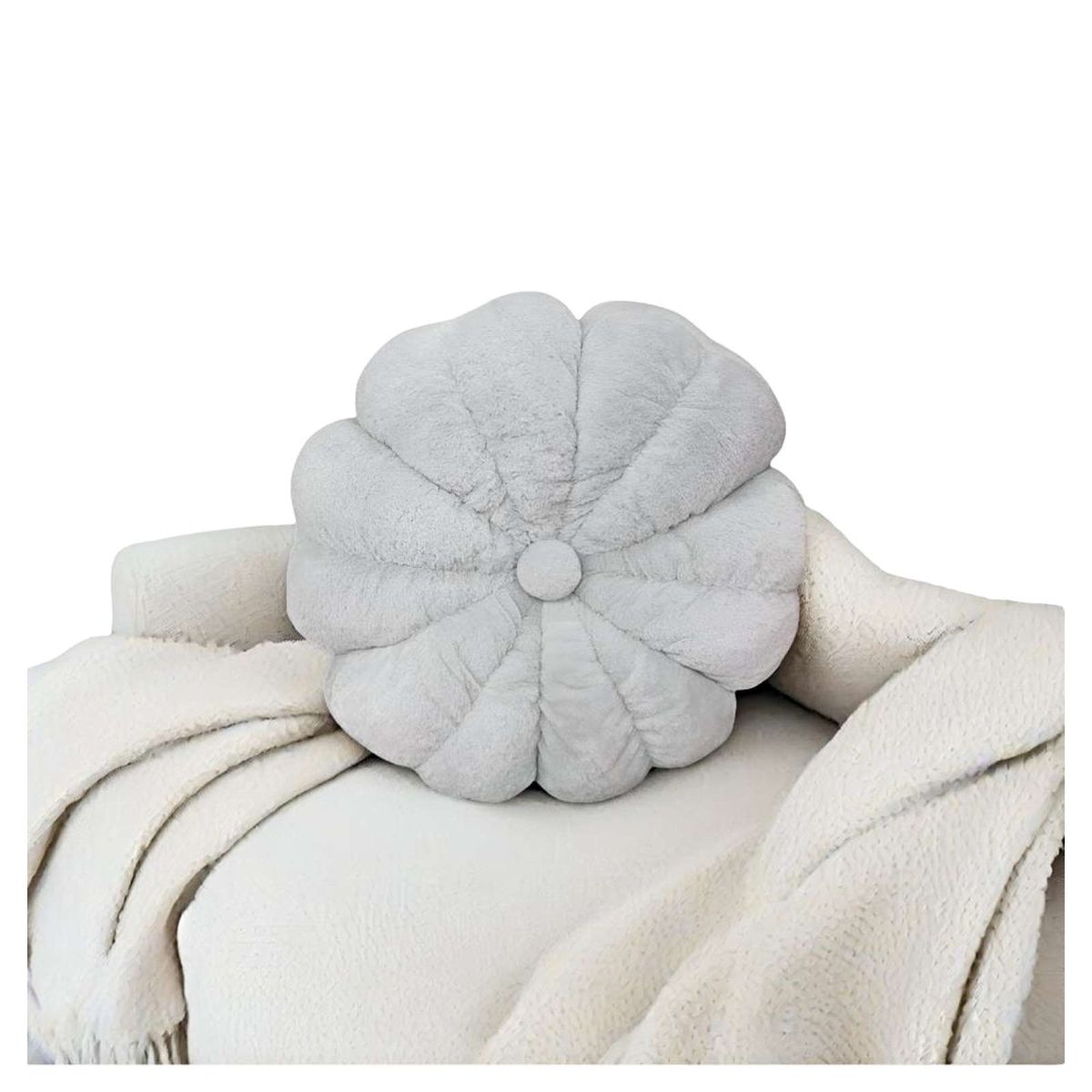 GENERICO - COJIN DISEÑO FLOR GRIS 50 CM