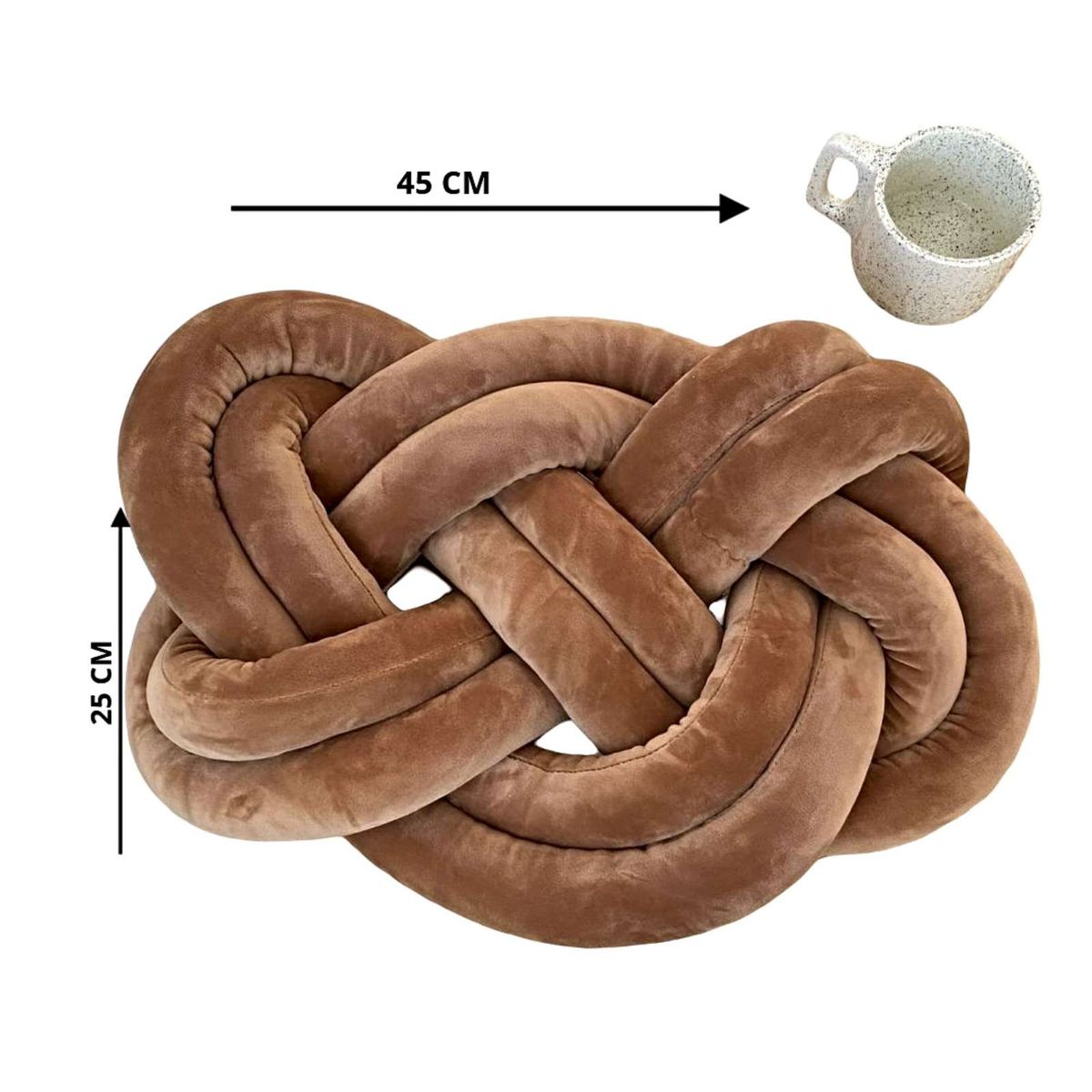 GENERICO - COJIN DISEÑO NUDO GRANDE CAFÉ 45 CM