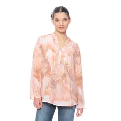 WADOS - BLUSA MANGA LARGA ESTAMPADA ESCOTE V ABOTONADA EN DELANTERO