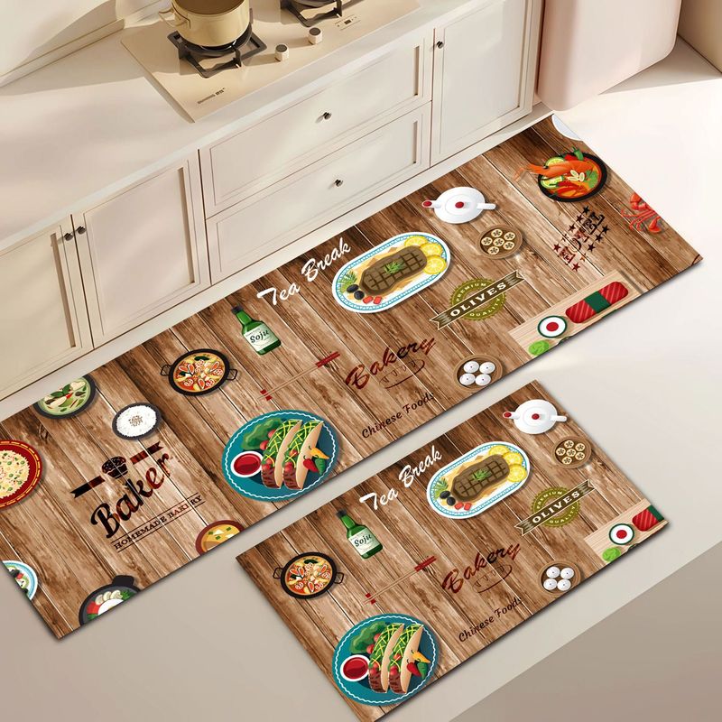 GENERICO - ALFOMBRA DE COCINA  2 PIEZA DISEÑO MARRON BAKER ANTIDESLIZANTE TF
