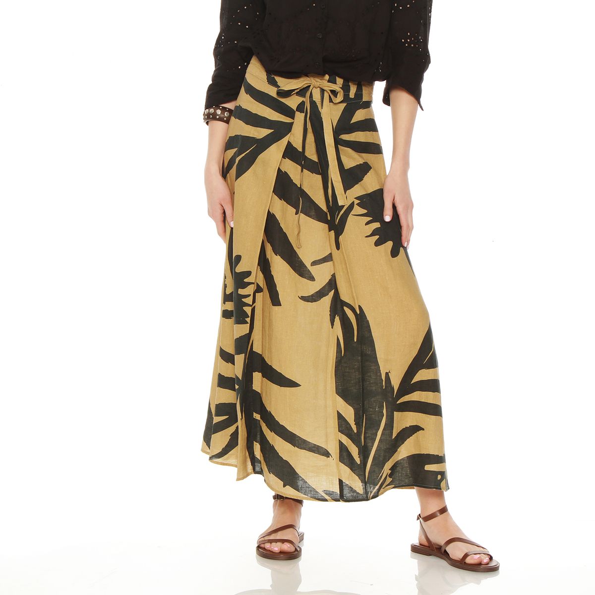 WADOS - FALDA LINO ESTAMPADA CON LASO EN LA CINTURA