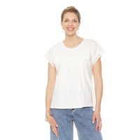 POLERA MANGA CORTA SOLIDA CON APLICACION EN DELANTERO ESCOTE REDONDO