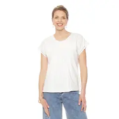 WADOS - POLERA MANGA CORTA SOLIDA CON APLICACION EN DELANTERO ESCOTE REDONDO