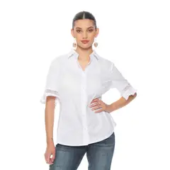 WADOS - BLUSA MANGA CORTA CON APLICACION EN MANGA Y CON RIB EN LOS COSTADOS