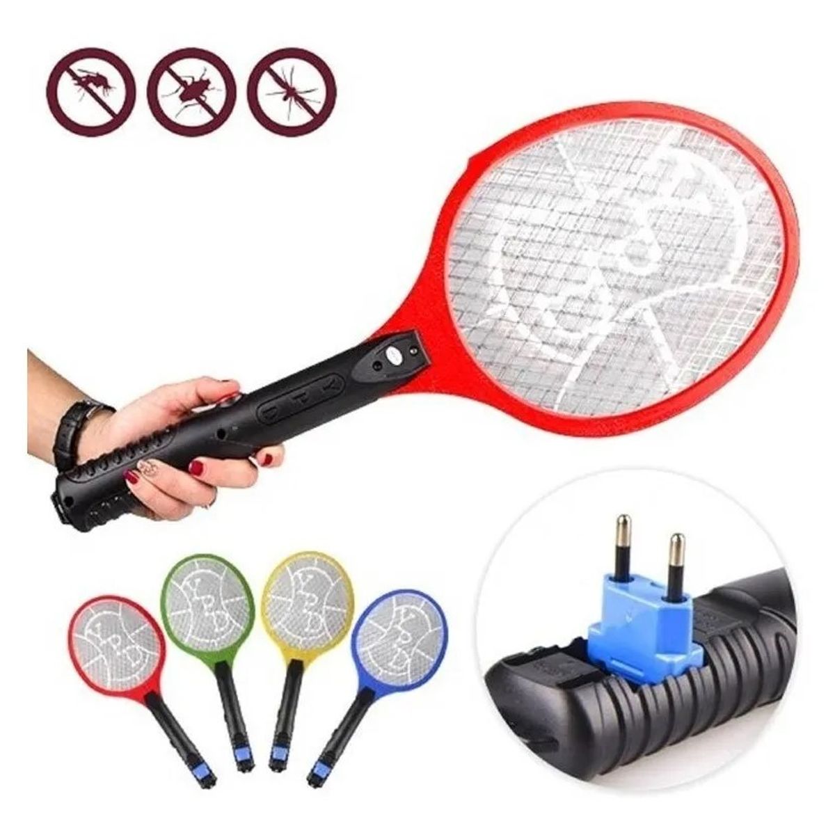 MUNDITEL - Raqueta Mata Moscas Electrico Recargable Matamosquito Zancud
