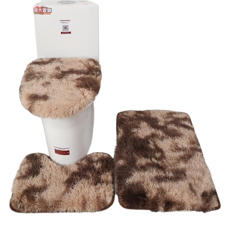 GENERICO - Set De Alfombras Peludo Para Baño 3 Piezas Café Jaspeado