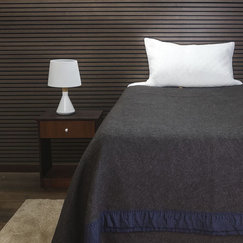 RANCO - Frazada Térmica  BORDE SATIN GRIS 1,5 plazas - Textil Ranco