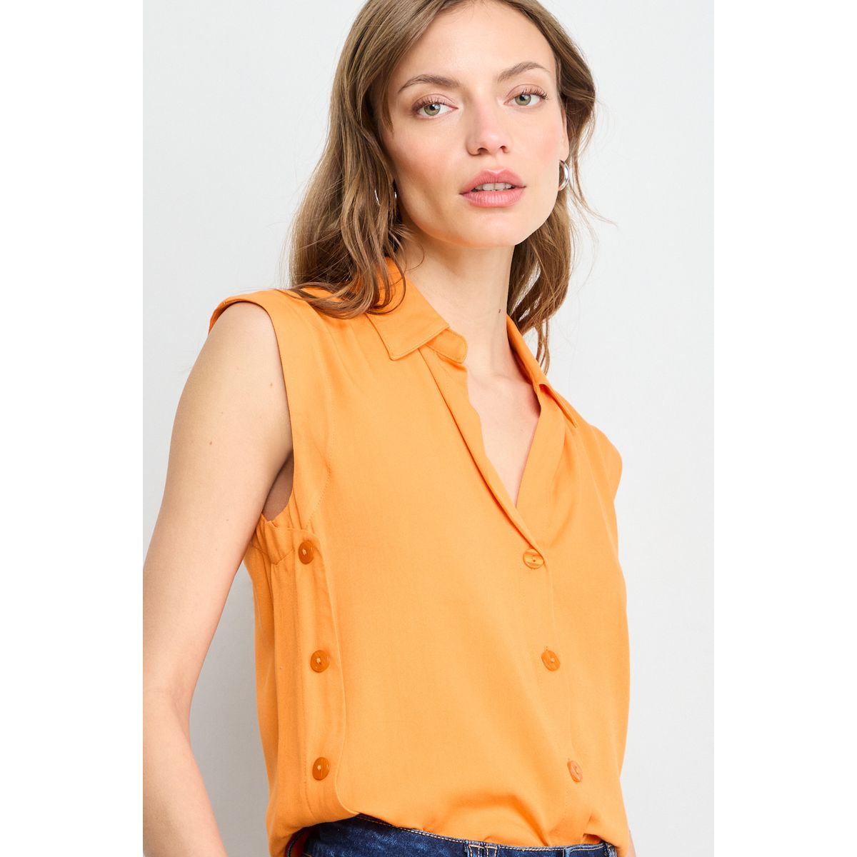 IO - Blusas Sin Manga Mujer Naranjo Io