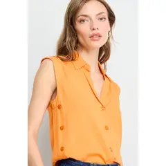 IO - Blusas Sin Manga Mujer Naranjo