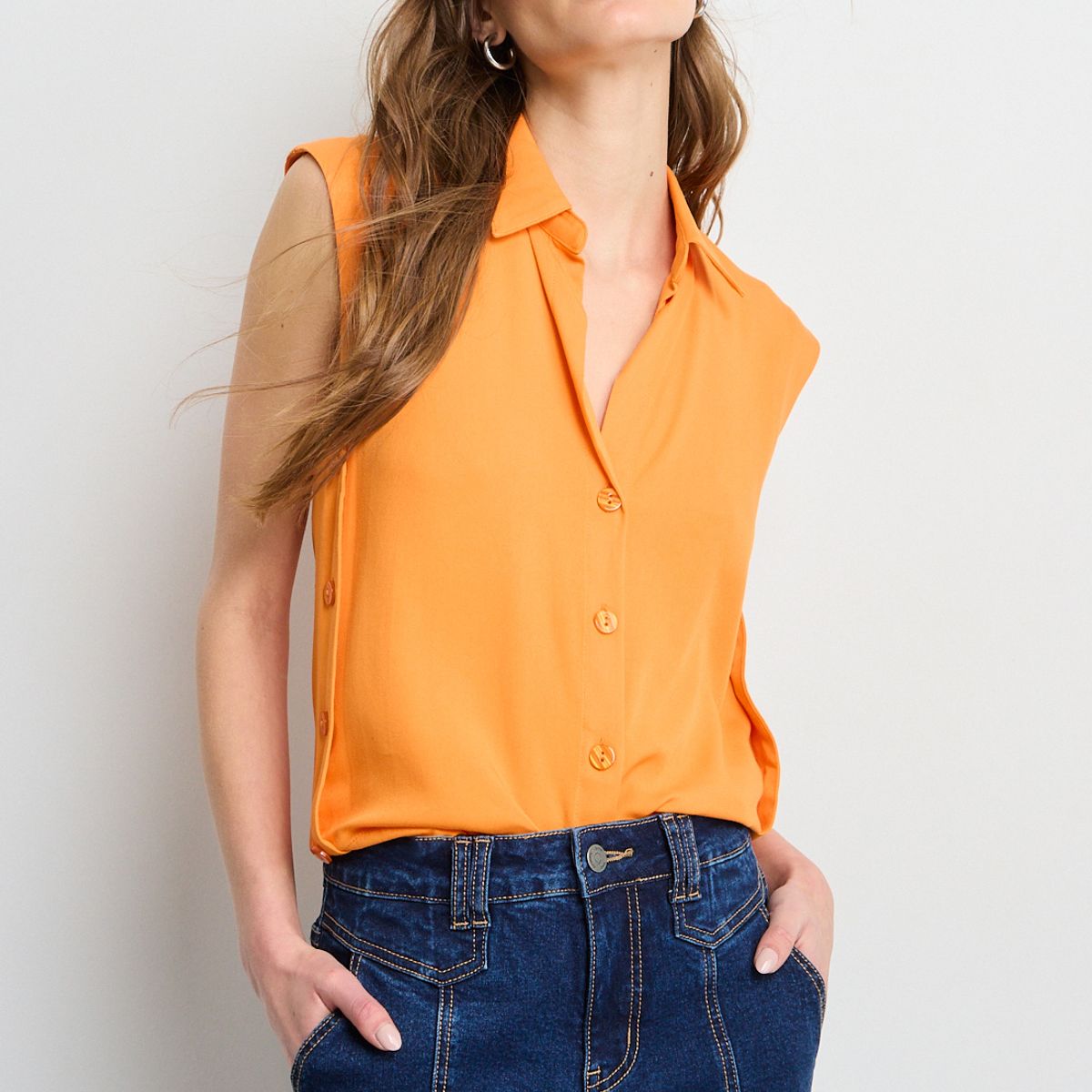 IO - Blusas Sin Manga Mujer Naranjo Io