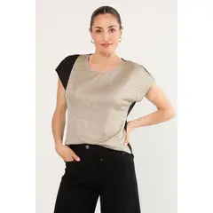 MA GRIFFE - Polera Manga Corta Mujer Beige Magriffe