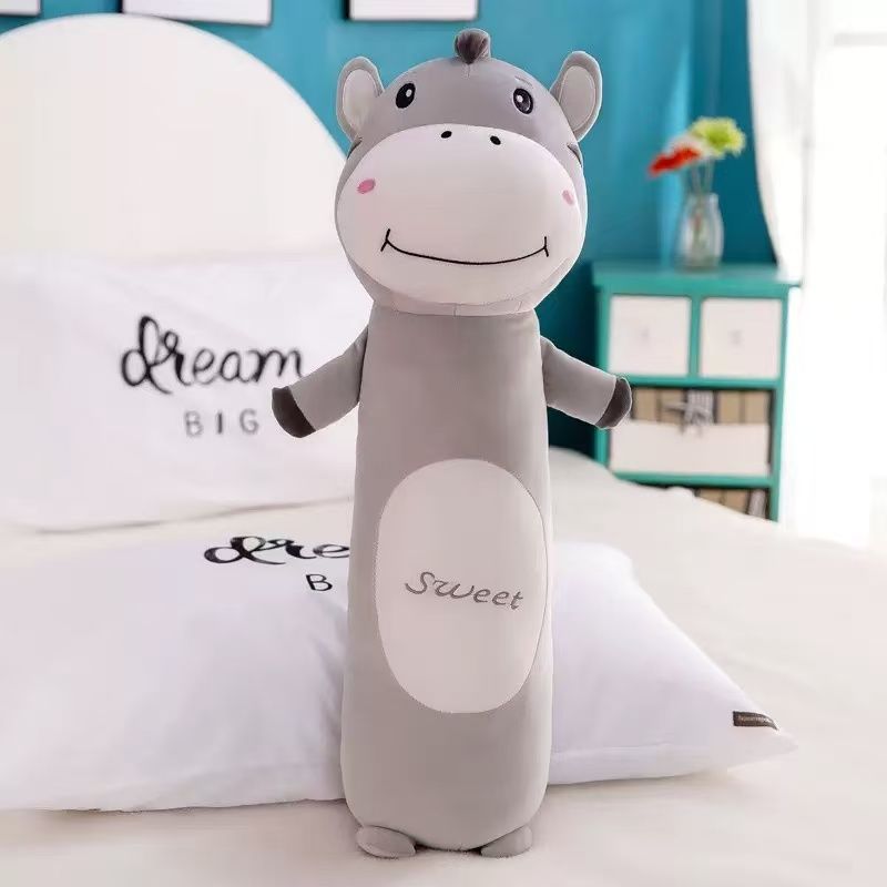 GENERICO - PELUCHE CILINDRICO EN FORMA ANIMAL GRIS BURRITO FELPA 70CM