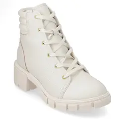 MOLECA - Botin Taco Ancho 10cm Mujer Eco Cuero Blanco
