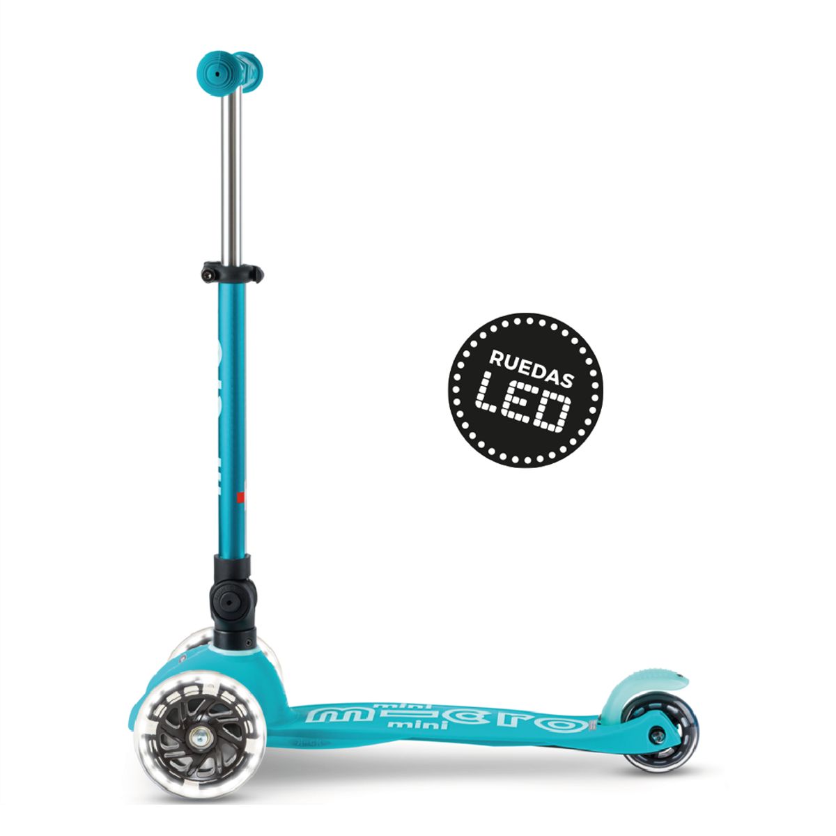 MICRO - Scooter Micro Mini LED Plegable Aqua, Niños 2 a 5 años
