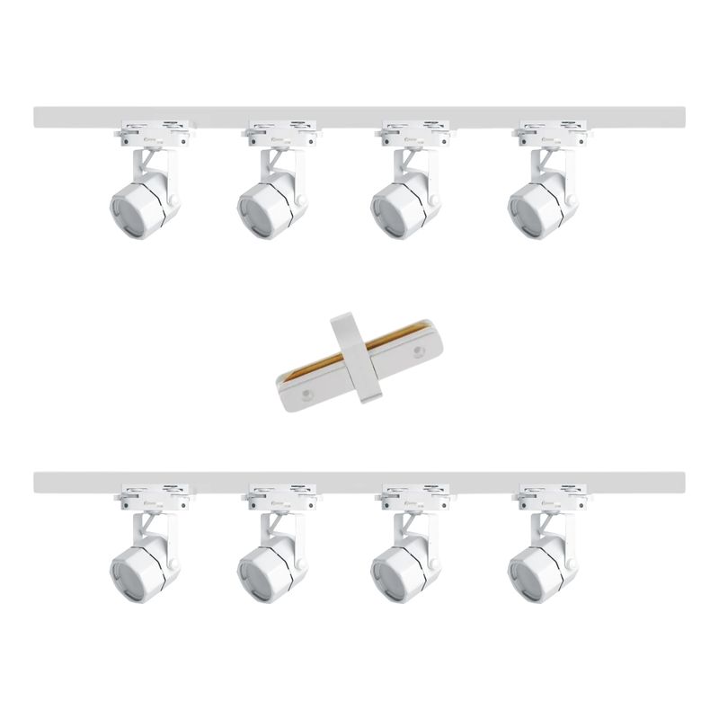 AVC Y VELL MAX - Lámpara 8 Focos Hexagonal Blancos Luz Neutra 7W con 2 Riel de 1mt más Unión