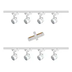 AVC Y VELL MAX - Lámpara 8 Focos Hexagonal Blancos Luz Neutra 7W con 2 Riel de 1mt más Unión